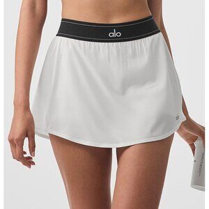 Alo Match Point Tennis Skirt White Black Active Sports Exercise Run Mini Skort